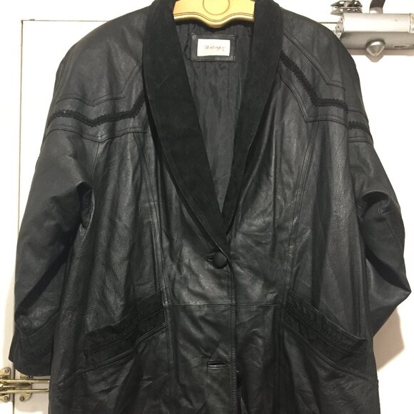 VINTAGE WORTHINGTON LEATHER LONG TRENCH COATS SIZE XL - Picture 8 of 14